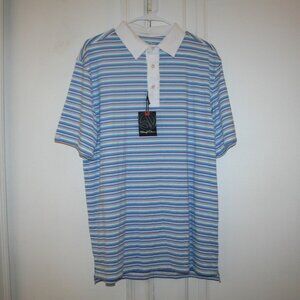 NWT Straight Down Striped Golf Polo Shirt Large